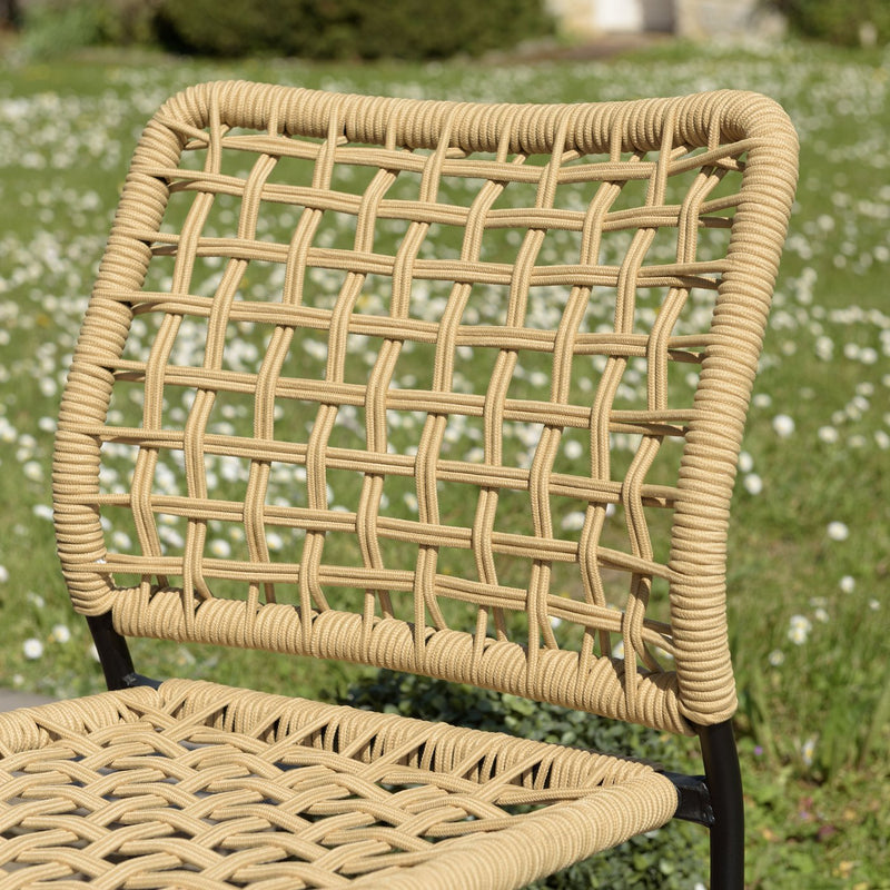 Vianney - Lot De 2 Chaises Jardin - Acier/Polyester - Noir/Beige