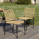 Vianney - Lot De 2 Chaises Jardin - Acier/Polyester - Noir/Beige