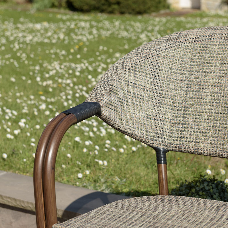 Vianney - Lot De 2 Chaises Jardin - Textilène/Acier - Taupe