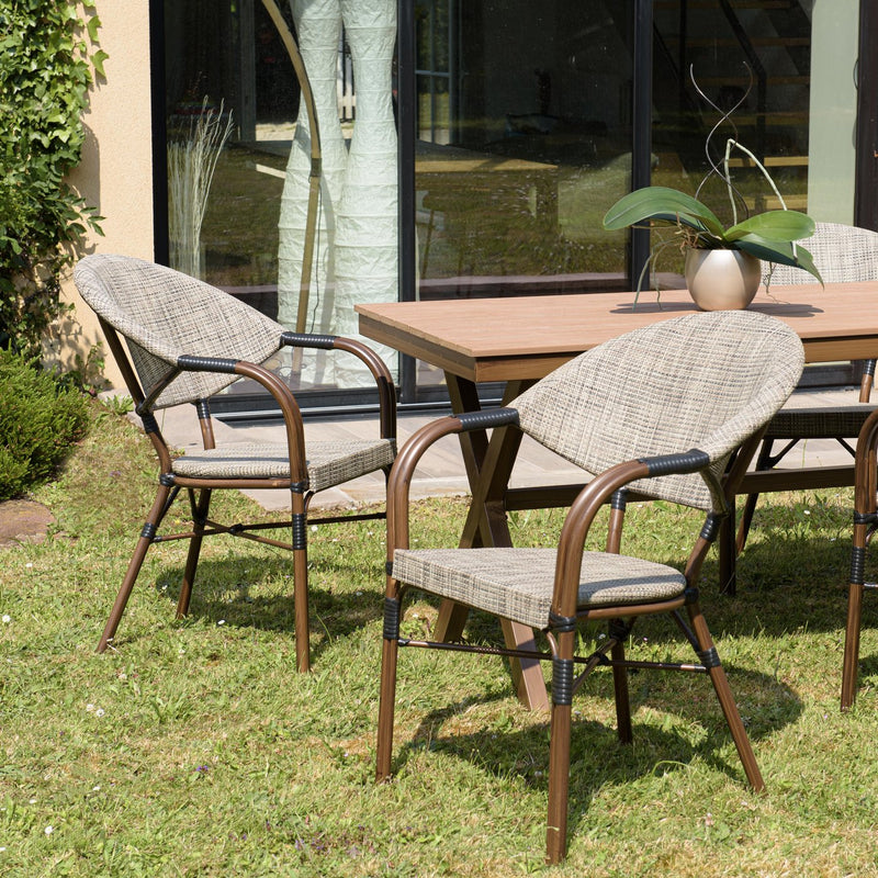 Vianney - Lot De 2 Chaises Jardin - Textilène/Acier - Taupe