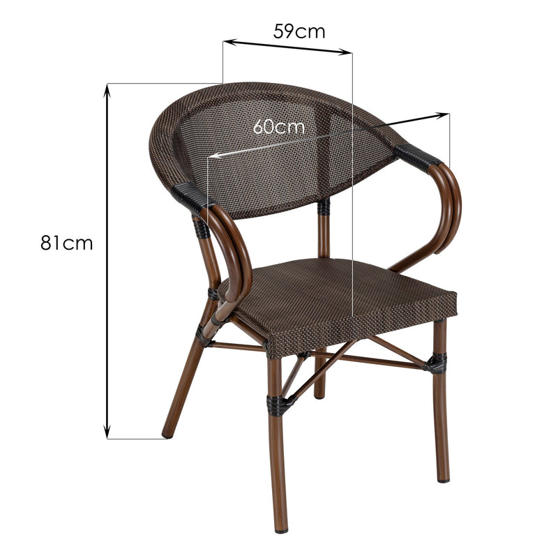 Vianney - Lot De 2 Chaises Jardin - Textilène/Acier - Marron