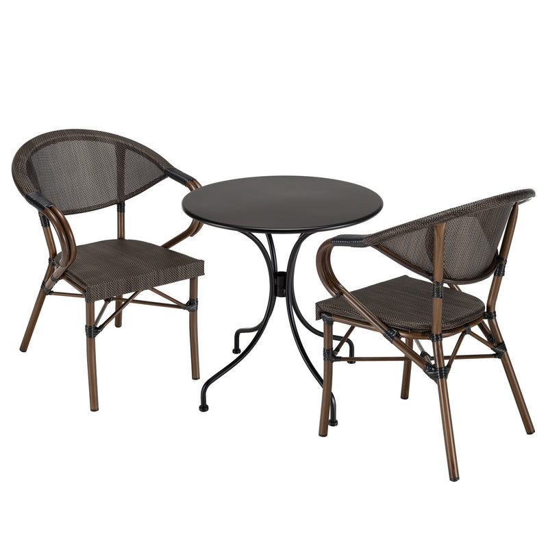 Vianney - Salon De Jardin - Textilène/Acier - Marron/Noir