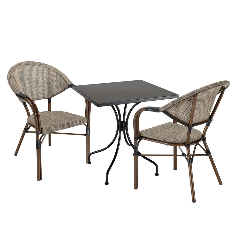 Vianney - Salon De Jardin - Textilène/Acier - Taupe/Noir