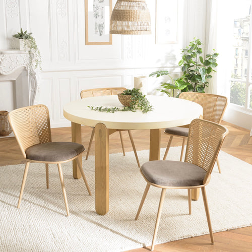 Mesa Silla Y Sillón - Lea - Taupe - Madera Clara