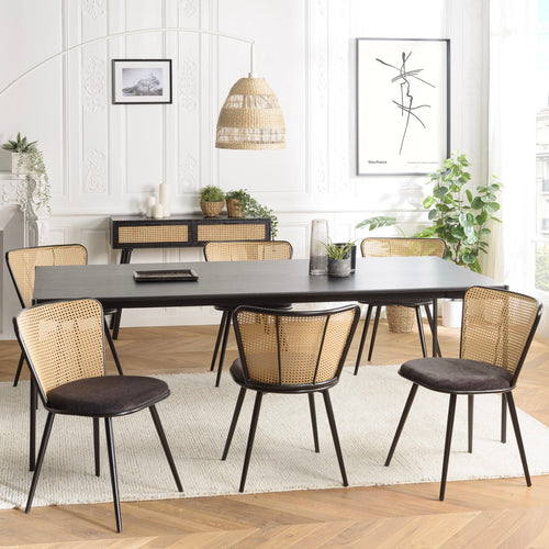 Mesa Silla Y Sillón - Lea - Negro - Madera Clara