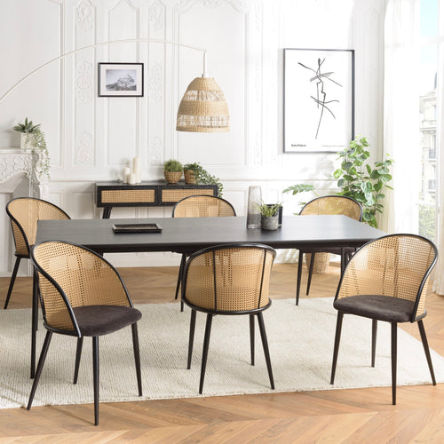 Mesa Silla Y Sillón - Lea - Negro - Madera Clara