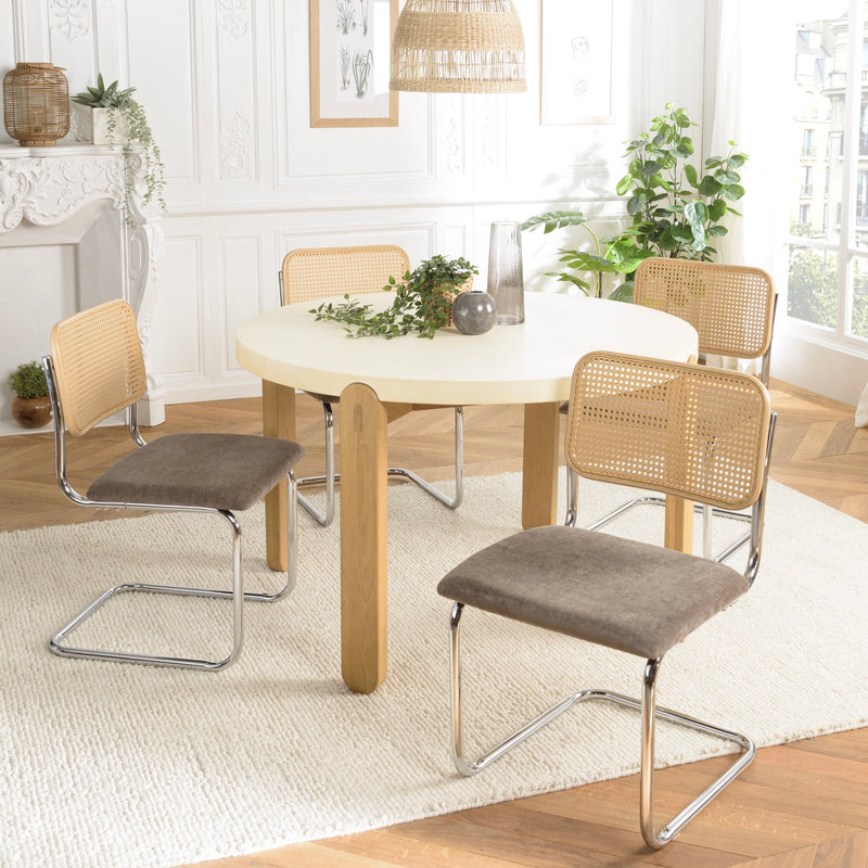 Mesa Silla Y Sillón - Lea - Taupe - Madera Clara