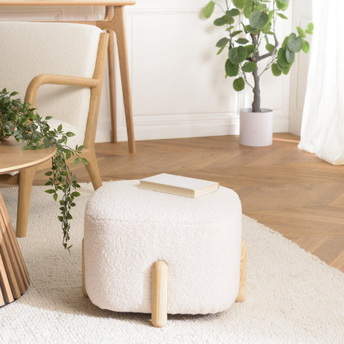 Puf - Leopold - Crudo - Madera clara