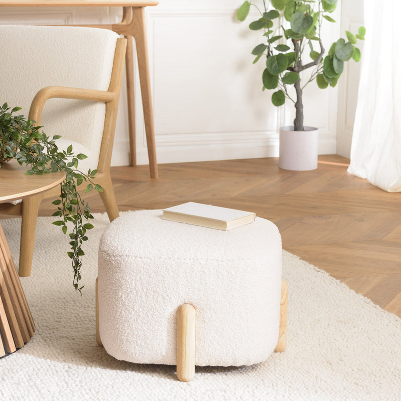 Puf - Leopold - Crudo - Madera clara