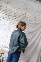 Lou Faux Leather Overshirt Dark Green