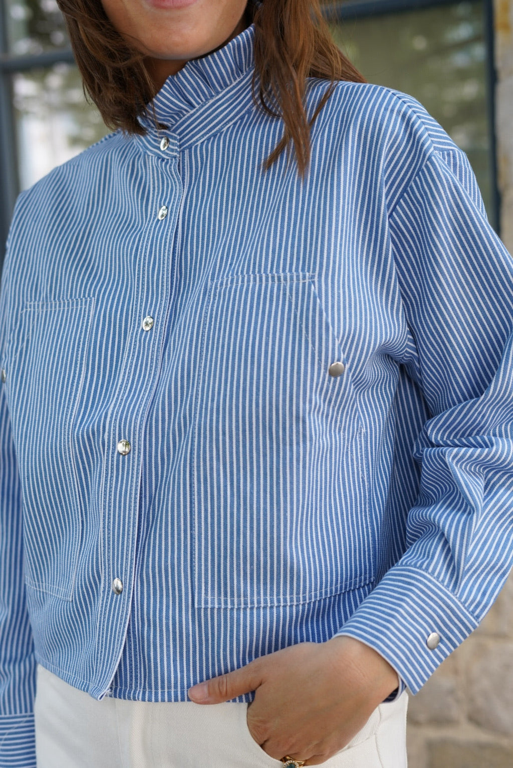 Zélie Stripe Short Jacket Blue/White