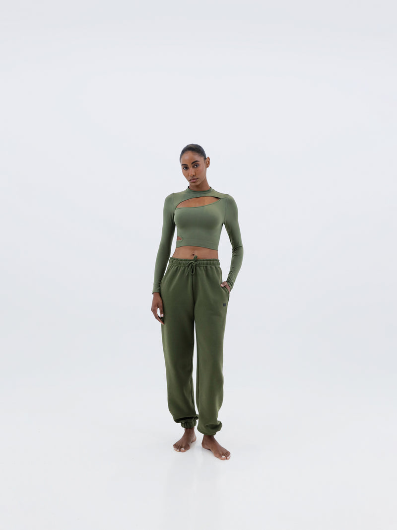 Crop Crew Active - Khaki