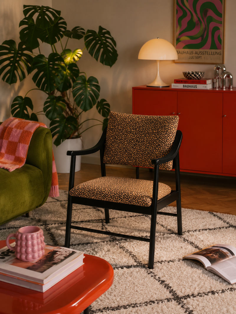 Chaise avec Accoudoirs Etienne Bois de Hêtre "Leopard"