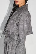Le Trench Lauren Tartan Paillettes Gris