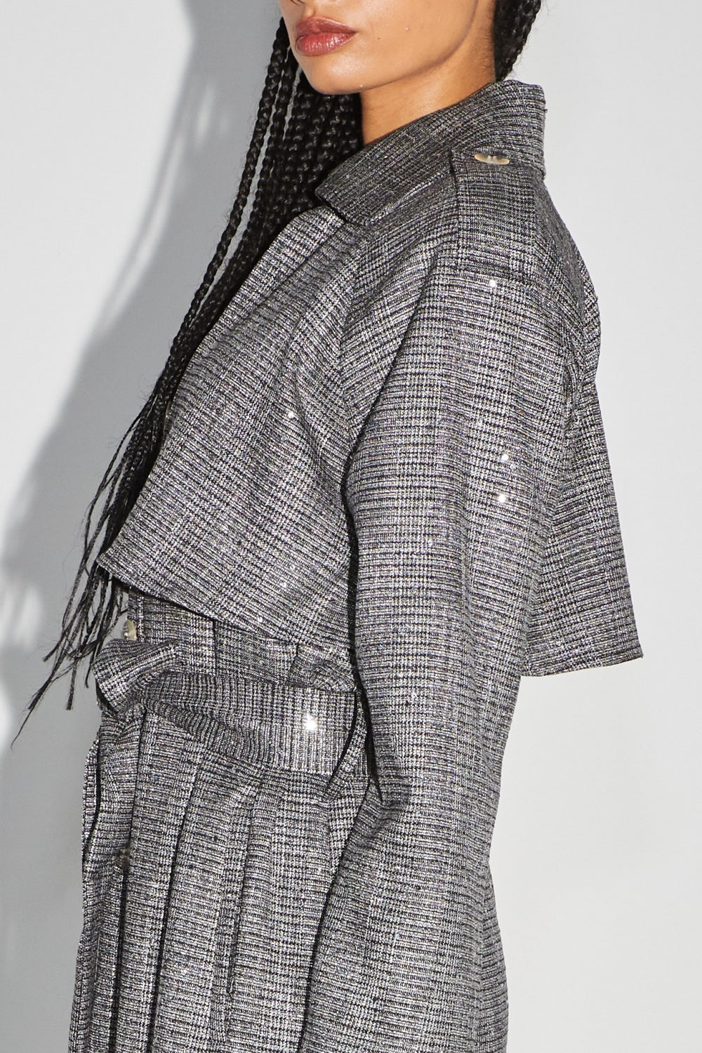Le Trench Lauren Tartan Paillettes Gris