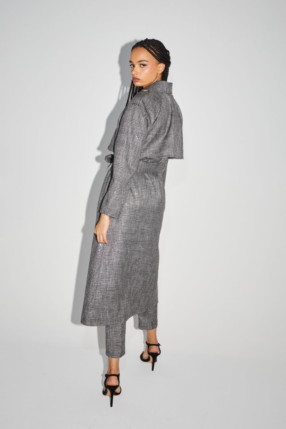Le Trench Lauren Tartan Paillettes Gris