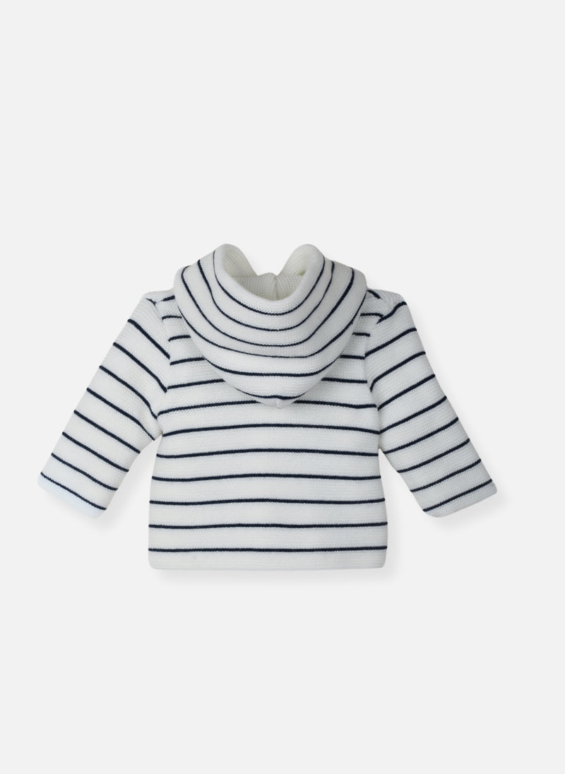 Manteau En Tricot Les Basiques - Écru À Rayures Marines