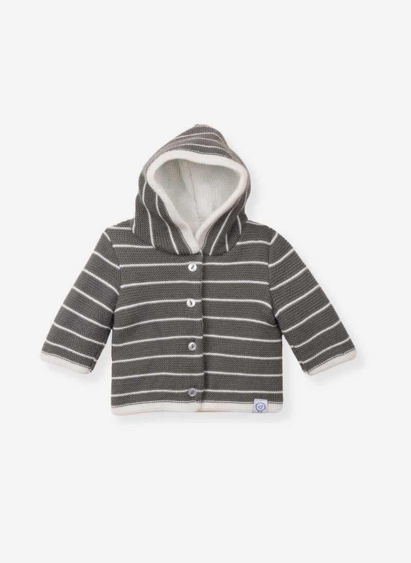 Manteau En Tricot Les Basiques - Réglisse À Rayure Écru