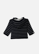 Petits Marins Wool Blend Coat - Navy With Ecru Stripes
