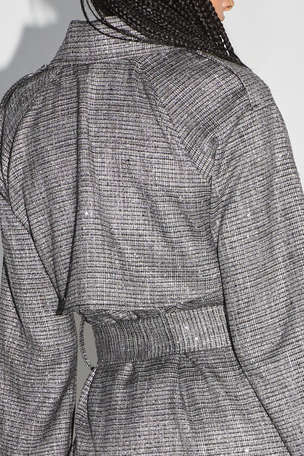 Le Trench Lauren Tartan Paillettes Gris