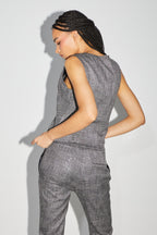 Le Gilet Tailleur Karl Tartan Paillettes Gris