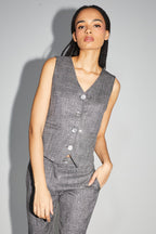 Le Gilet Tailleur Karl Tartan Paillettes Gris
