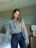 Blusa vichy azul marino Léonor