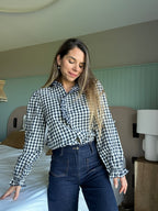 Blusa vichy azul marino Léonor