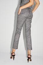The Silvana Tartan Gray Sequin Trousers