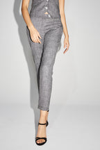 The Silvana Tartan Gray Sequin Trousers