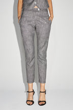The Silvana Tartan Gray Sequin Trousers