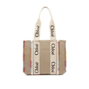 Bolso tote mediano Chloé Woody - Mujeres - Beige