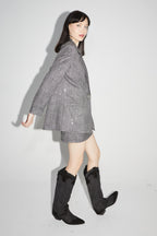 Le Blazer Jimmy Tartan Paillettes Gris
