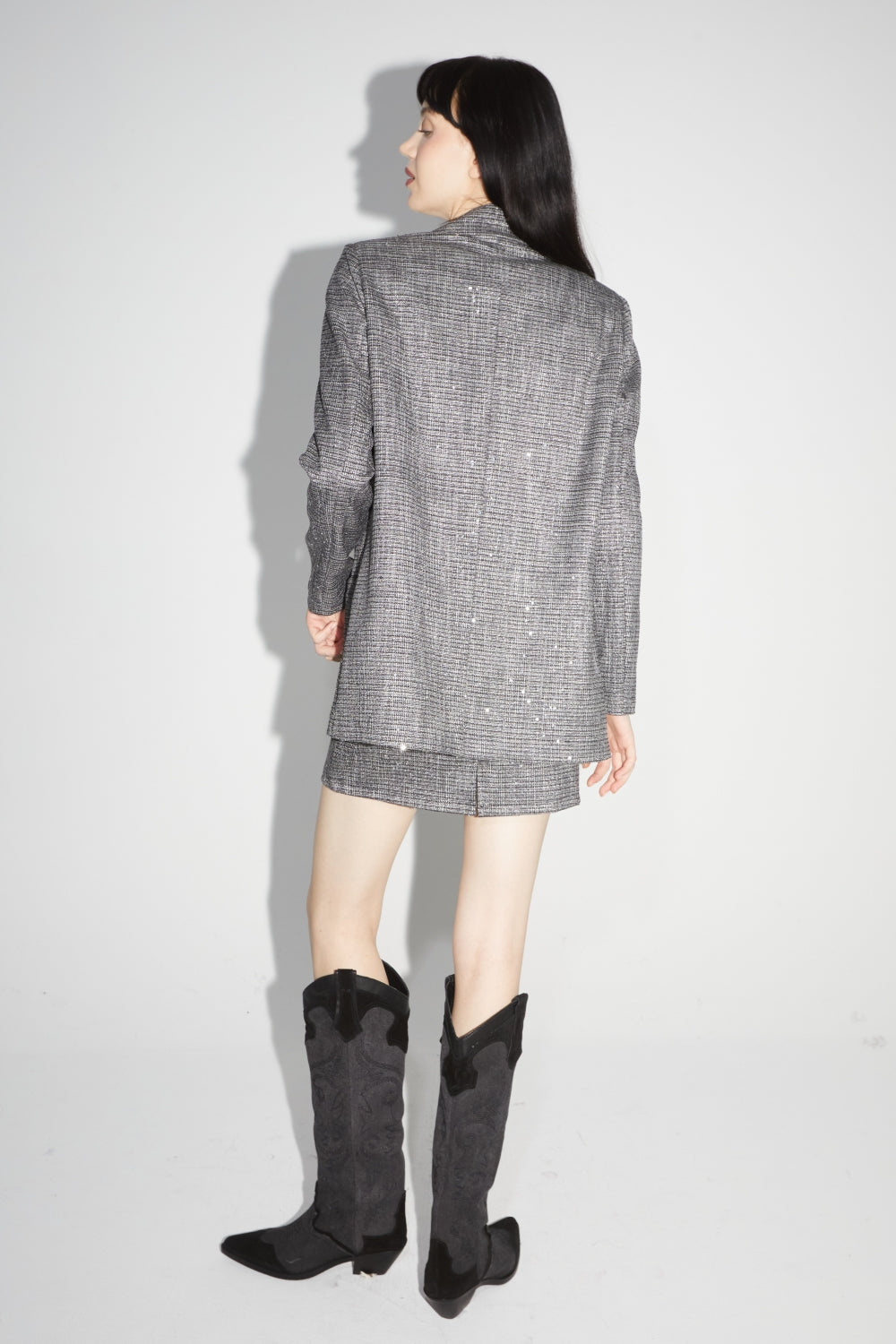 Le Blazer Jimmy Tartan Paillettes Gris