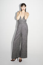 La Jumpsuit Juliette Tartan Paillettes Gris
