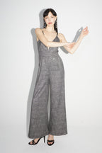 La Jumpsuit Juliette Tartan Paillettes Gris