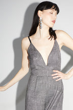 La Jumpsuit Juliette Tartan Paillettes Gris