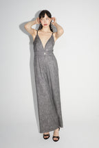 La Jumpsuit Juliette Tartan Paillettes Gris