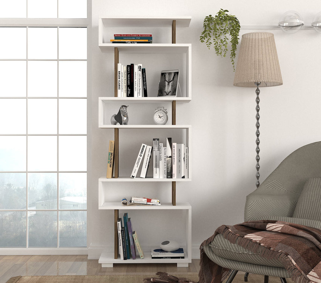 Bibliothèques Blok - Blanc / Noyer