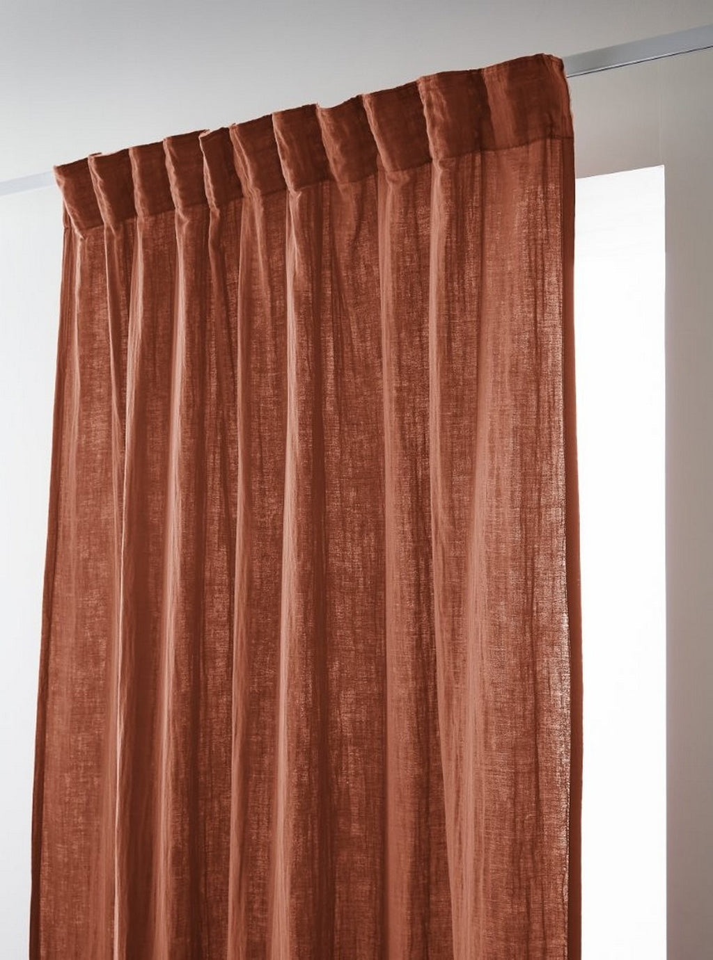 Gaïa - Rideau Galon Fronceur - Double Gaze De Coton Unie - Terracotta