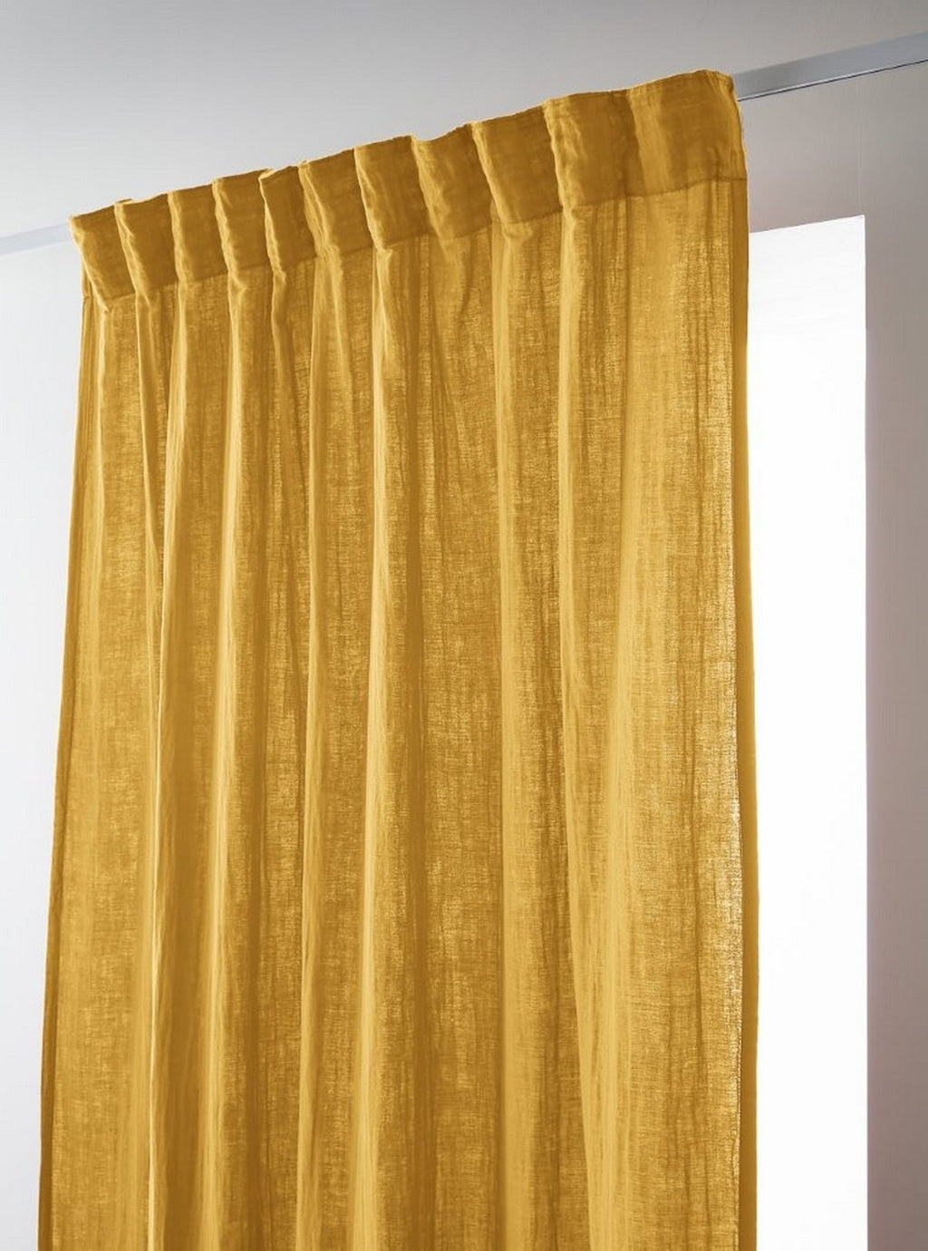 Gaïa - Rideau Galon Fronceur - Double Gaze De Coton Unie - Safran