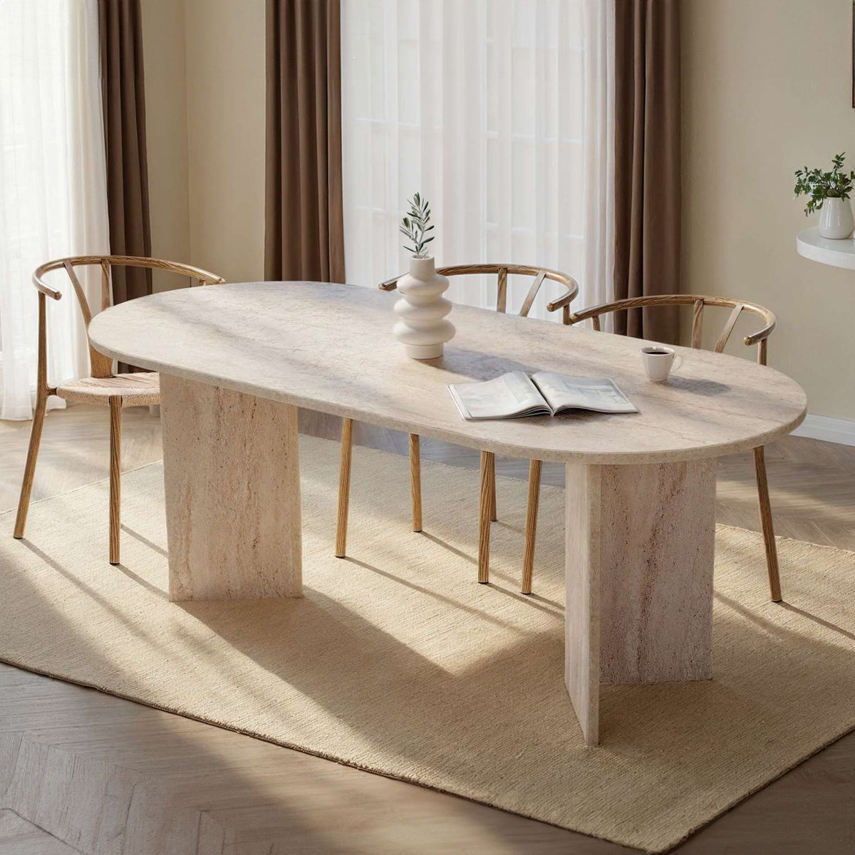 Sabella - Table à Manger - Travertine