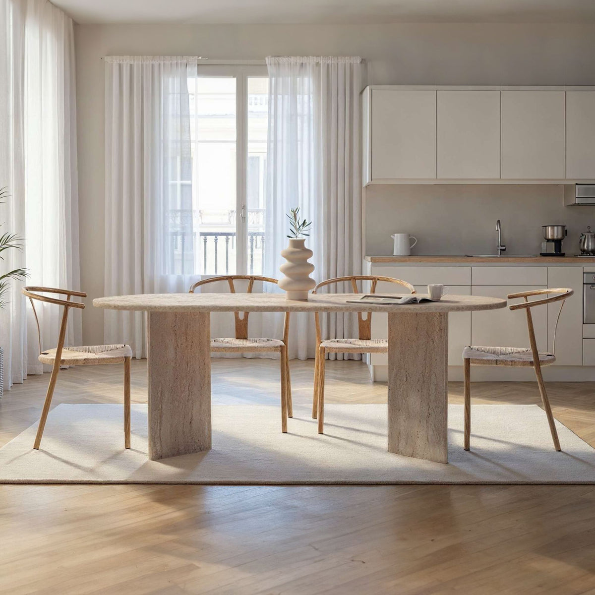Sabella - Table à Manger - Travertine