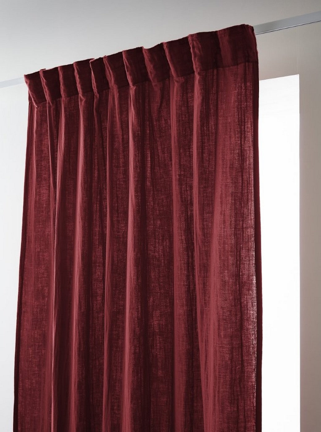 Gathered Curtain Tape - Double Plain Cotton Gauze - Gaia - Burgundy