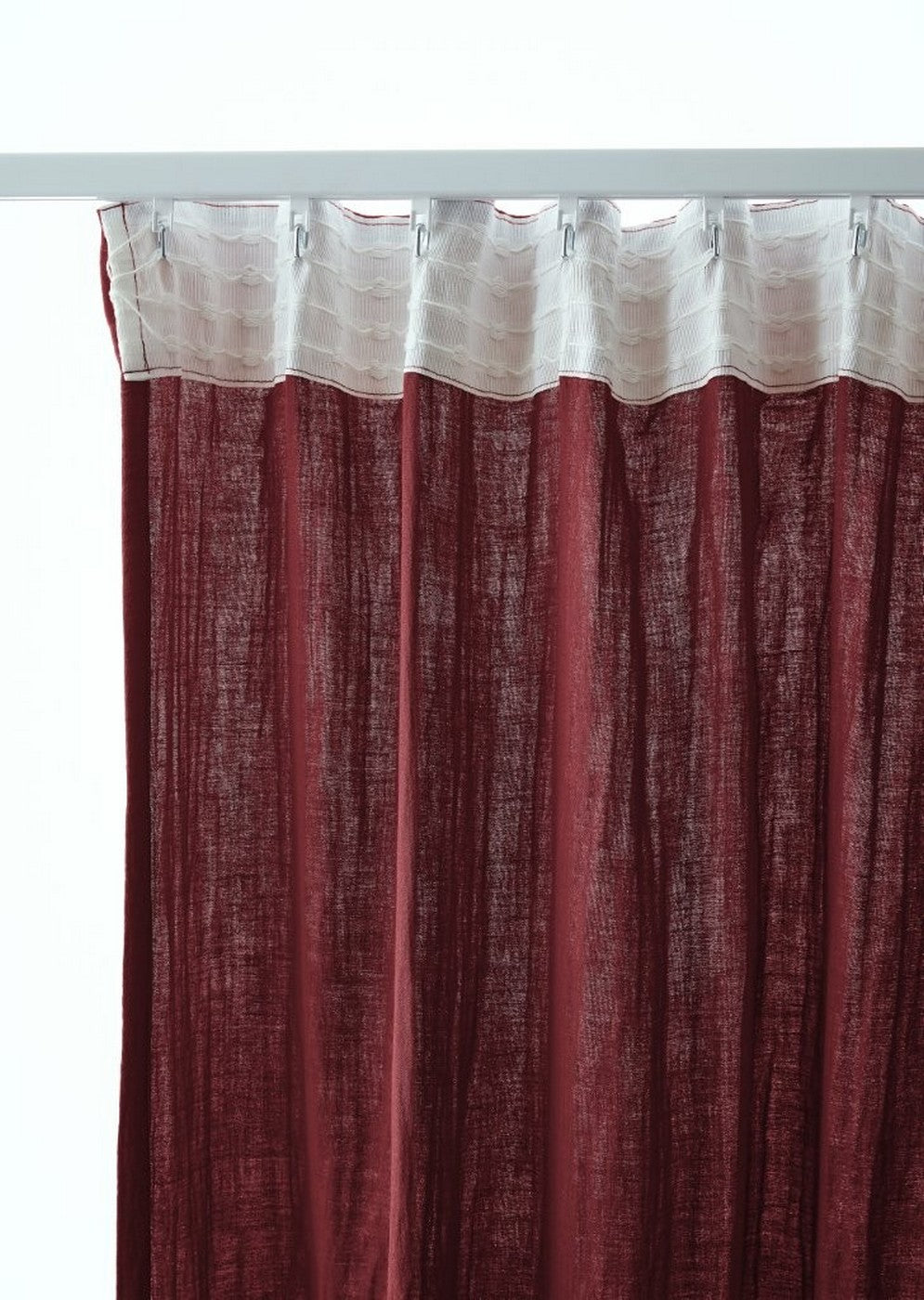 Gathered Curtain Tape - Double Plain Cotton Gauze - Gaia - Burgundy