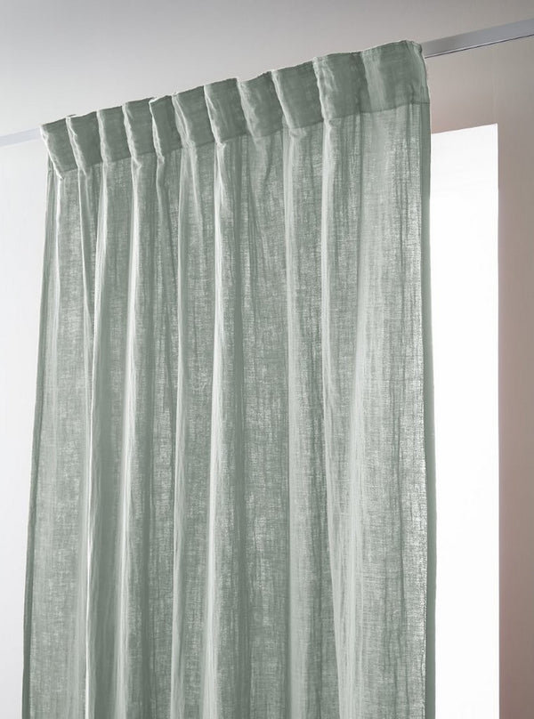 Gaïa - Rideau Galon Fronceur - Double Gaze De Coton Unie - Eucalyptus