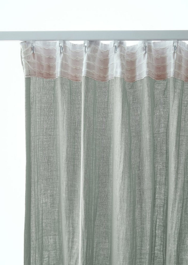 Rideau Galon Fronceur - Double Gaze De Coton Unie - Gaïa - Eucalyptus