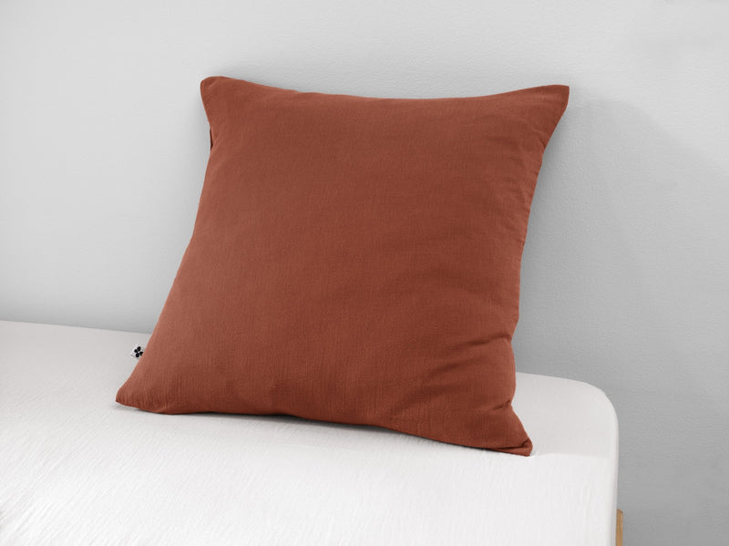 Funda de Almohada - Gasa de Algodón Doble Lisa - Gaïa - Terracota