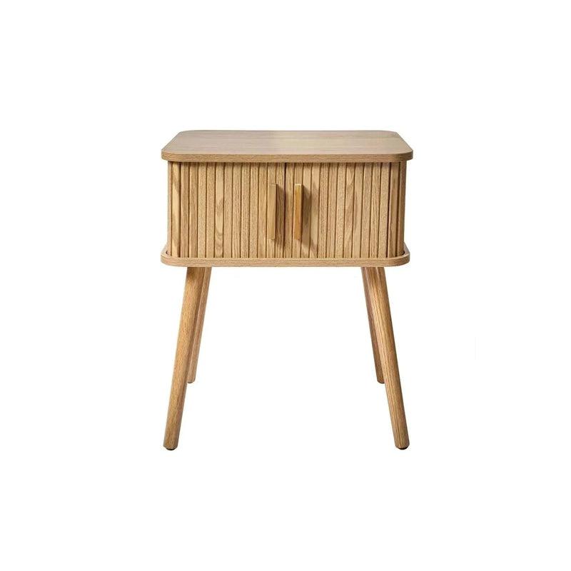 Ernest - Mesita de noche vintage con 2 puertas correderas - Madera clara