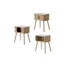 Ernest - Mesita de noche vintage con 2 puertas correderas - Madera clara
